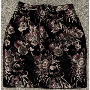 Vintage Ellen D. Skirt Size 7/8 Juniors Metallic Brocade Floral Mini Gold Club